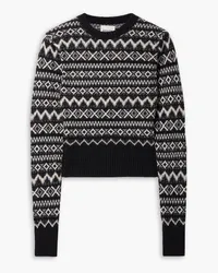 KHAITE Aroon cropped Fair Isle intarsia-knit cashmere sweater - Black Black