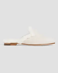 Manolo Blahnik Mariamu shearling-lined suede slippers - White White