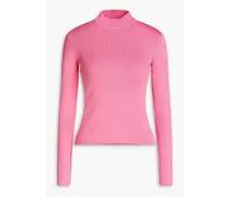 Ribbed silk-blend turtleneck sweater - Pink