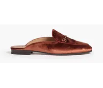Linnie embellished velvet slippers - Brown