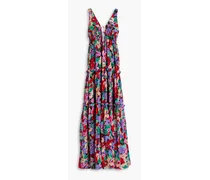 Myla shirred floral-print cotton and silk-blend voile maxi dress - Multicolor