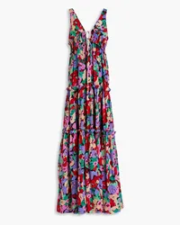 NICHOLAS Myla shirred floral-print cotton and silk-blend voile maxi dress - Multicolor Multicolor