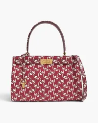 Tory Burch Lee Radziwill floral-print suede tote - Burgundy Burgundy