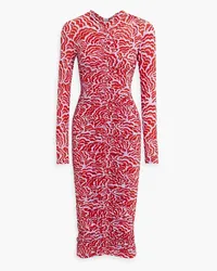 A.L.C. Ansel ruched printed stretch-jersey midi dress - Red Red