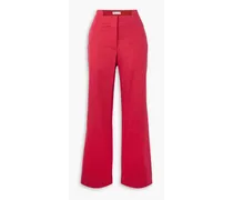 Cotton-blend twill straight-leg pants - Red