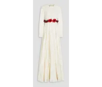 Pintucked Broderie anglaise cotton maxi dress - White