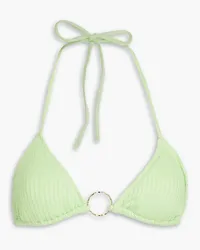 Melissa Odabash Miami ring-embellished ribbed triangle bikini top - Green Green