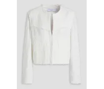Lubna frayed cotton-blend tweed jacket - White