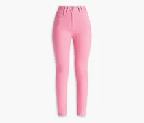 Embroidered high-rise skinny jeans - Pink