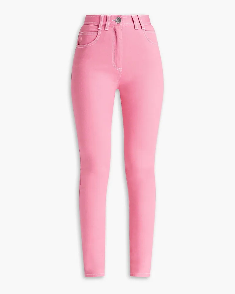 Balmain Embroidered high-rise skinny jeans - Pink Pink