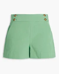 Veronica Beard Kimm button-embellished cotton and linen-blend shorts - Green Green