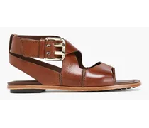 Cutout leather sandals - Brown