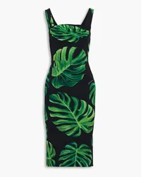 Dolce & Gabbana Printed silk-blend cady dress - Green Green