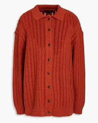 Rag & Bone Adrienne crochet-knit cotton-blend polo cardigan - Red Red