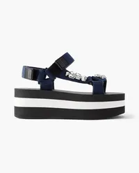 Marni Crystal-embellished grosgrain platform sandals - Blue Blue