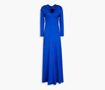 Noor cutout gathered silk-blend maxi dress - Blue