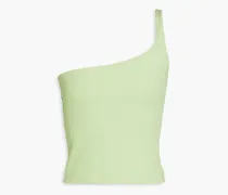 One-shoulder ribbed jersey top - Green