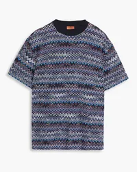 Missoni Crochet-knit cotton-blend T-shirt - Blue Blue