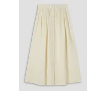 Lilium pleated linen and cotton-blend midi skirt - White