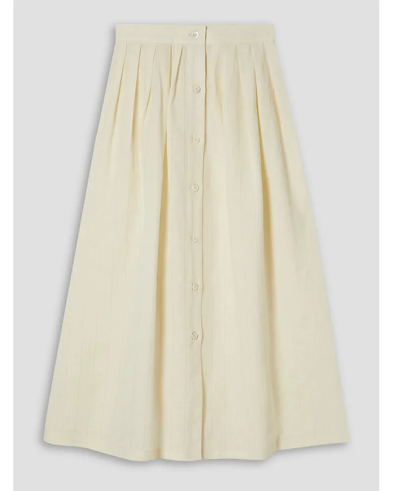 Giuliva Heritage Collection Lilium pleated linen and cotton-blend midi skirt - White White