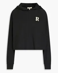 Rag & Bone Cropped appliquéd cotton-jersey hoodie - Black Black