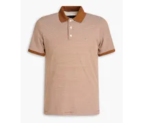 Interlock striped Pima cotton-jersey polo shirt - Brown