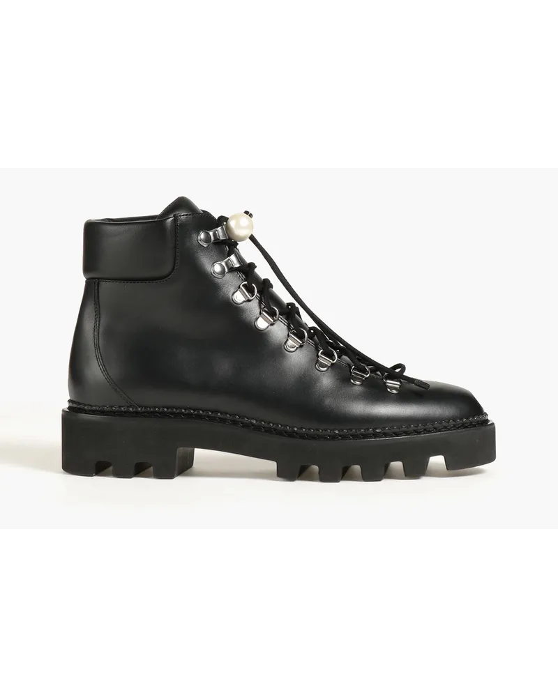 Nicholas Kirkwood Delf embellished leather combat boots - Black Black
