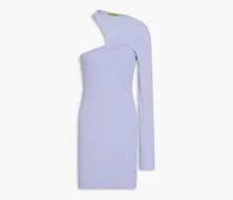One-shoulder cutout ribbed-knit mini dress - Purple