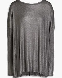 Majestic Oversized metallic ribbed jersey top - Metallic Metallic