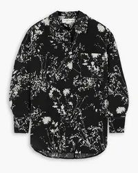 Victoria Beckham Floral-print silk crepe de chine pajama shirt - Black Black