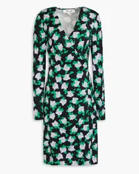 Diane von Furstenberg New Julian floral-print silk-jersey mini wrap dress - Green Green