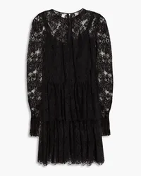 Dolce & Gabbana Tiered cotton-blend lace mini dress - Black Black