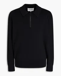 Frame Denim Ribbed cotton and cashmere-blend half-zip polo sweater - Black Black