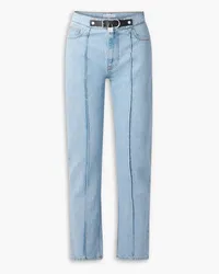 J.W.Anderson Embellished leather-trimmed high-rise straight-leg jeans - Blue Blue