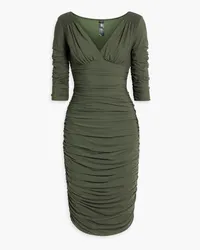 Norma Kamali Tara ruched stretch-mesh dress - Green Green