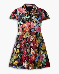 Alice + Olivia Alice Olivia - Meeko tiered floral-print satin and crepe de chine mini dress - Black Black