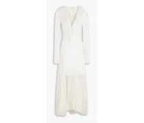 Ruffled Swiss-dot cotton-blend maxi dress - White