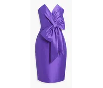 Strapless bow-embellished faille dress - Purple