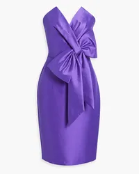 Badgley Mischka Strapless bow-embellished faille dress - Purple Purple