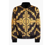 Versace Quilted printed satin-twill bomber jacket - Yellow Yellow