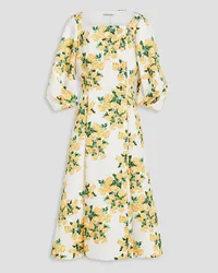 EMILIA WICKSTEAD Gabby floral-print faille midi dress - Yellow Yellow