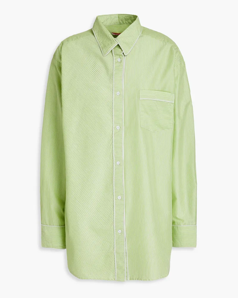 Striped cotton-blend Oxford shirt - Green