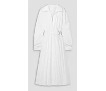 Belted cotton-poplin midi shirt dress - White