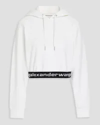 Alexander Wang Cropped stretch cotton-blend corduroy hoodie - White White