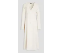 Textured woven midi dress - White