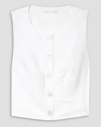 Veronica Beard Shenari ruched cotton-blend poplin shirt - White White