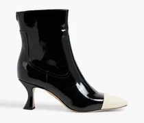 Liivia two-tone faux patent leather ankle boots - Black