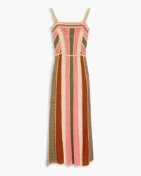 Zimmermann Striped crocheted cotton-blend midi dress - Multicolor Multicolor