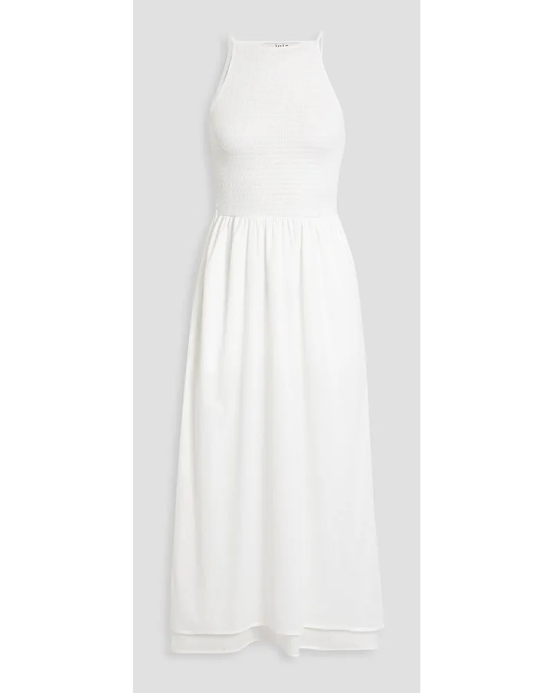 Joie Lori shirred linen-blend midi dress - White White