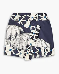 Johanna Ortiz Charming Port rope-trimmed printed organic cotton-poplin mini skirt - Blue Blue